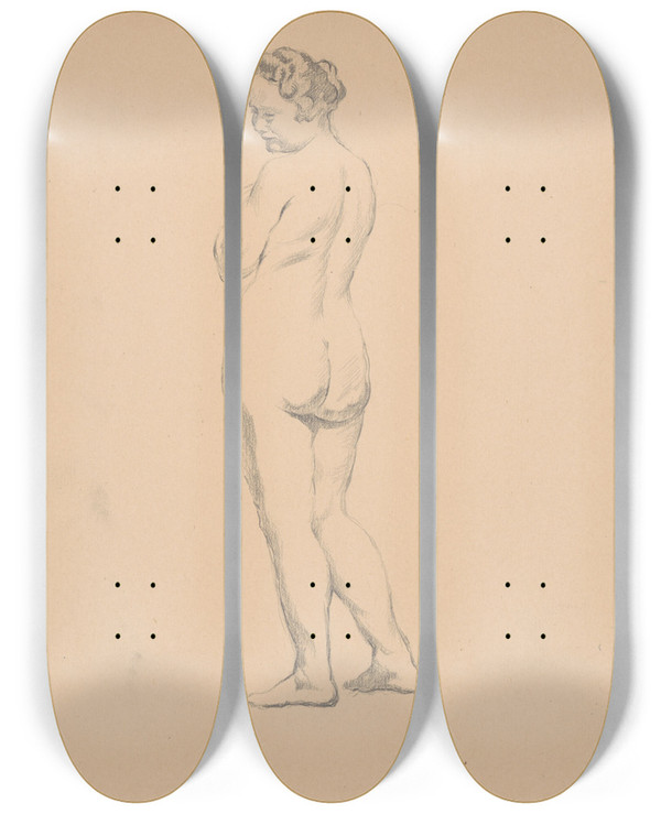 Triptych art skateboard deck of Tefan Polkorb Sketchbook With Nudes_27 by Stefan Polkorab