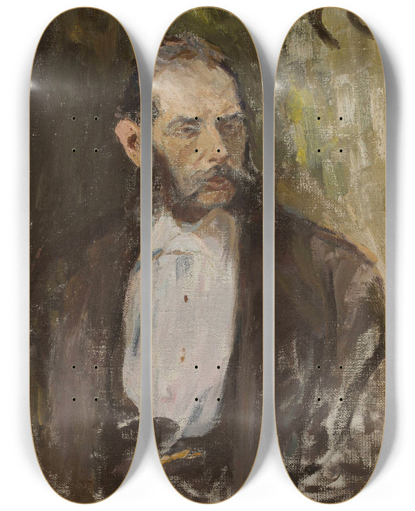 Triptych art skateboard deck of Jan Cigliski Portrait Of Mr Nelken by Jan Ciaglinski (1858-1913)