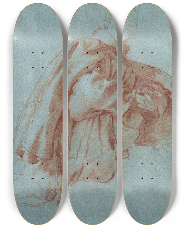 Triptych art skateboard deck of Giovanni Battista Tiepolo Saint Pascal Baylon by Giovanni Battista Tiepolo (1696-1770)