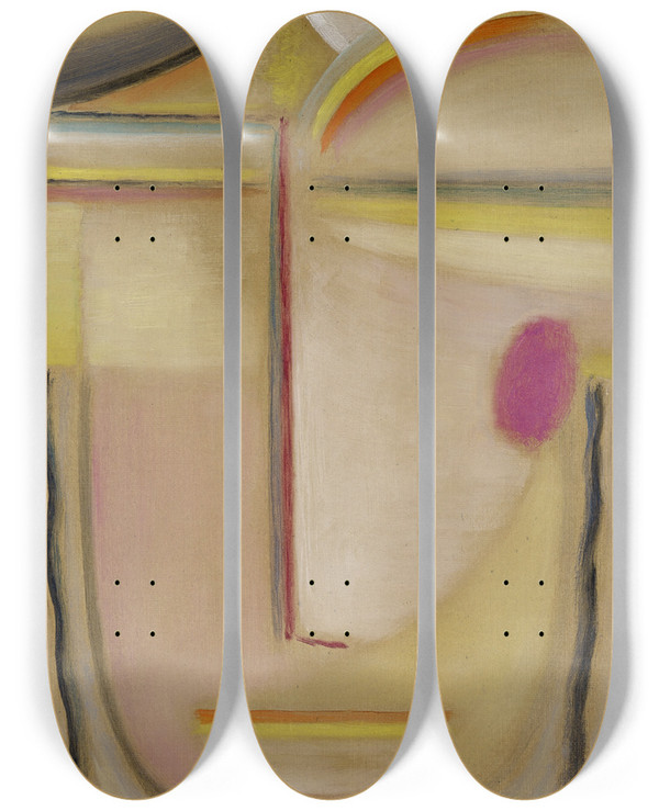 Triptych art skateboard deck of Alexej Von Jawlensky Abstract Headgold And Pink by Alexej Von Jawlensky (1864-1941)