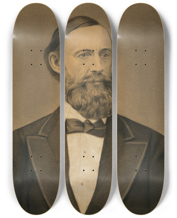 Triptych art skateboard deck of L Wieser James Heaton Baker by L Wieser (1881)