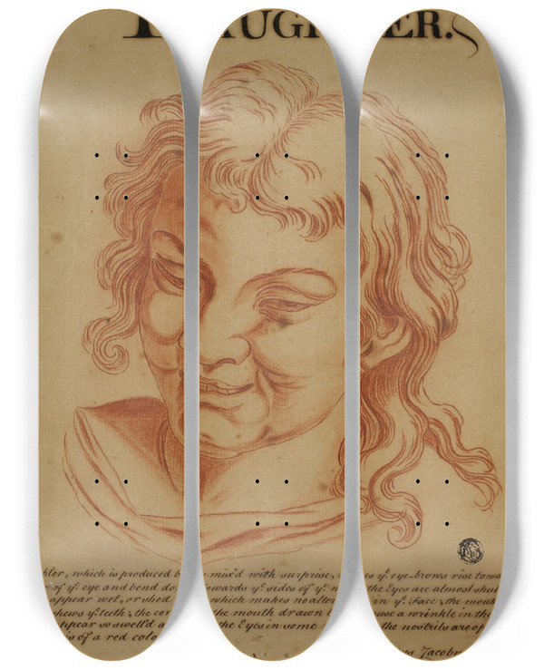 Triptych art skateboard deck of Eduardus Jacobus Laughter by Eduardus Jacobus (18-)