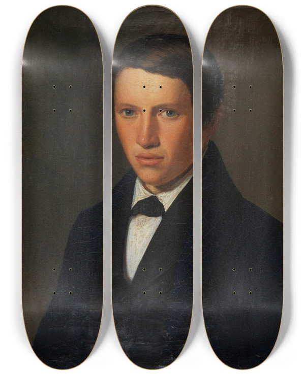 Triptych art skateboard deck of Lars Hansen The Painters Brother by Lars Hansen (1813-1872)