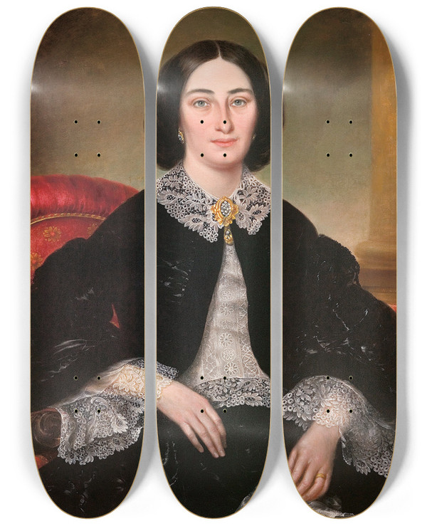 Triptych art skateboard deck of Richard Noble Elizabeth Solomon by Richard Noble (1812-1900)