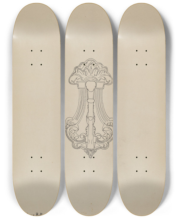 Triptych art skateboard deck of Julius Bellamy Door Knocker_2 by Julius Bellamy
