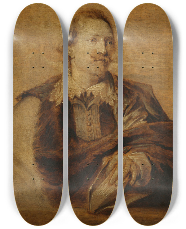 Triptych art skateboard deck of Follower Of Anthony Van Dyck Portrait Of Jan Gaspar Gevaerts 15931666 by Follower Of Anthony Van Dyck (1599-1641)