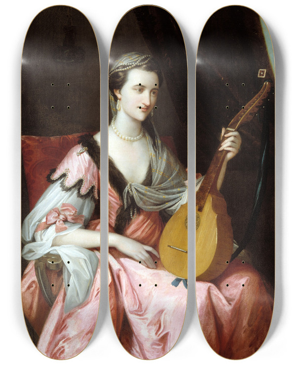Triptych art skateboard deck of Benjamin West Mary Hopkinson by Benjamin West (1738-1820)