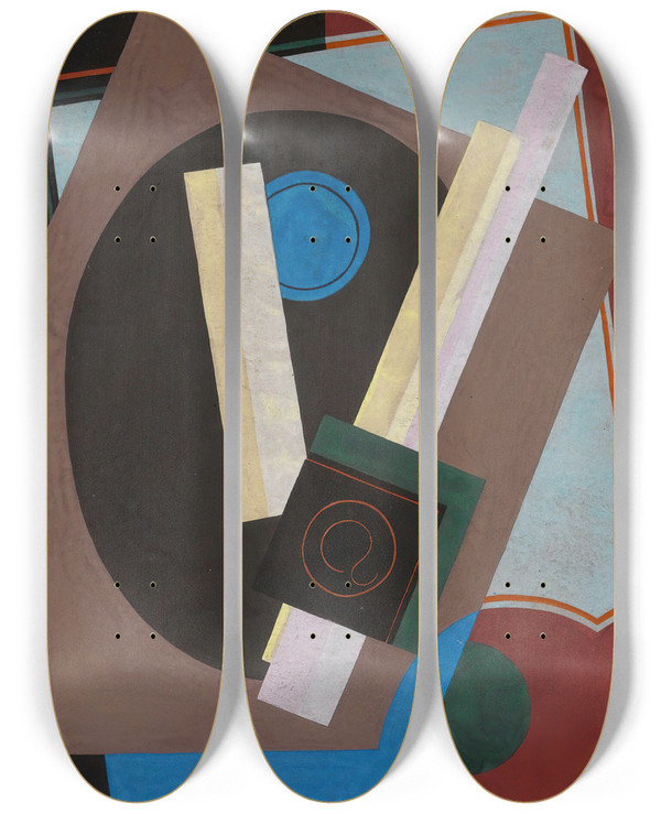 Triptych art skateboard deck of Georges Valmier Composition Motif Decoratif by Georges Valmier (1885-1937)