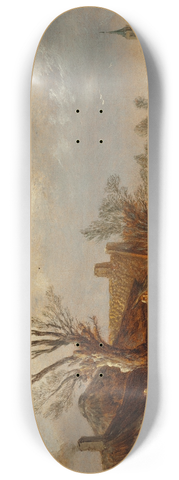 Esaias van de Velde - Cottages and Frozen River 8.25 inch art skate deck