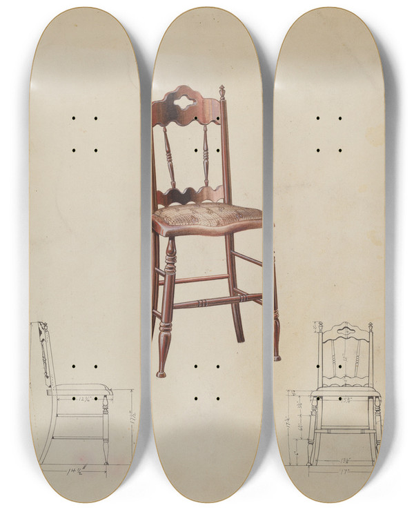 Triptych art skateboard deck of Wellington Blewett Chair_2 by Wellington Blewett (20-)