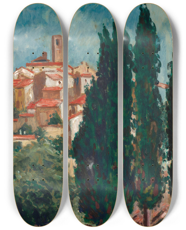 Triptych art skateboard deck of Francis Picabia Sans Titre Saintpauldevence by Francis Picabia (1879-1953)