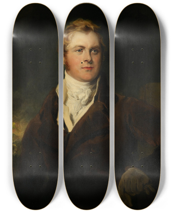 Triptych art skateboard deck of Sir Thomas Lawrence Portrait Of Frederick John Robinson First Earl Of Ripon by Sir Thomas Lawrence (1769-1830)