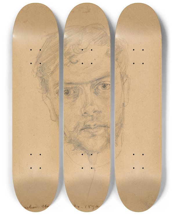 Triptych art skateboard deck of Stanisaw Wyspiaski Portret Wasny Artysty by Stanislaw Wyspianski (1869-1907)