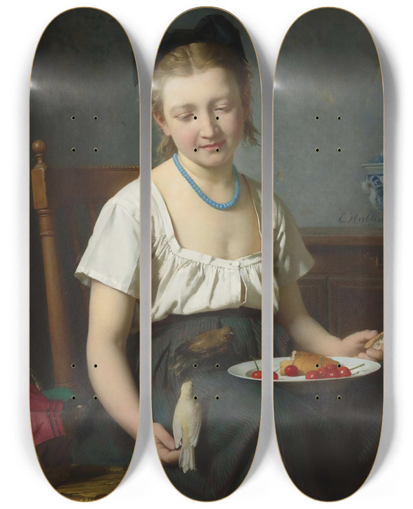 Triptych art skateboard deck of Emileauguste Hublin Le Goter by Emile-Auguste Hublin (1830-1891)