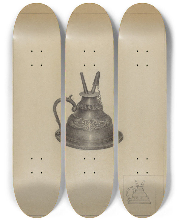 Triptych art skateboard deck of Louis Annino Lamp by Louis Annino