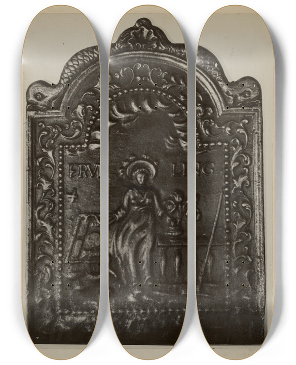 Triptych art skateboard deck of Moses Pa German Fire Back by Moses