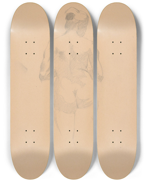 Triptych art skateboard deck of Tefan Polkorb Sketchbook With Nudes_22 by Stefan Polkorab