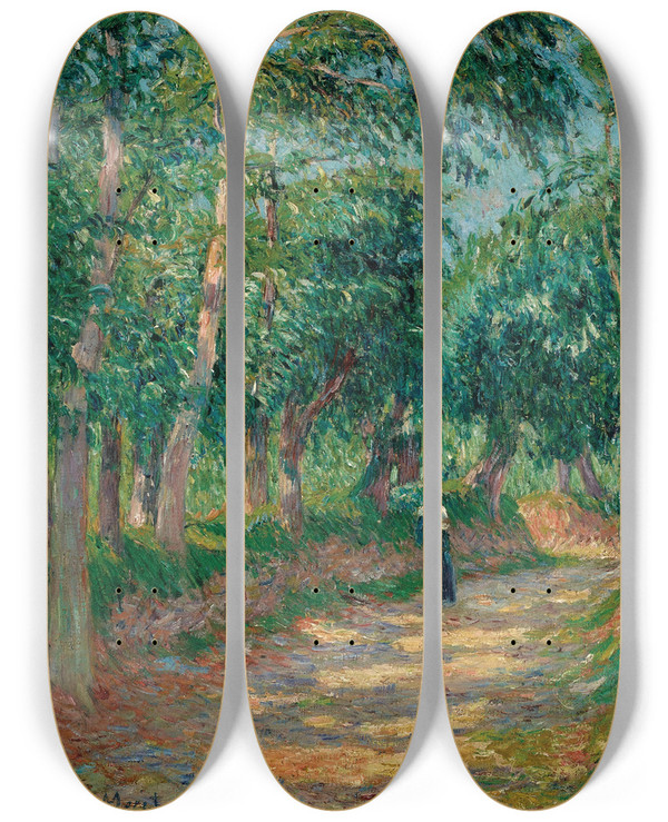 Triptych art skateboard deck of Henry Moret Chemin Creux Pontaven by Henry Moret (1856-1913)