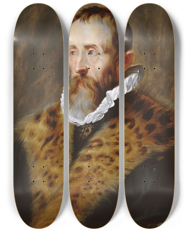 Triptych art skateboard deck of Peter Paul Rubens Portret Van Justus Lipsius by Peter Paul Rubens (1577-1640)