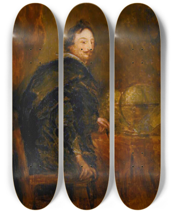 Triptych art skateboard deck of Anthony Van Dyck Lucas Van Uffele by Anthony Van Dyck (1599-1641)