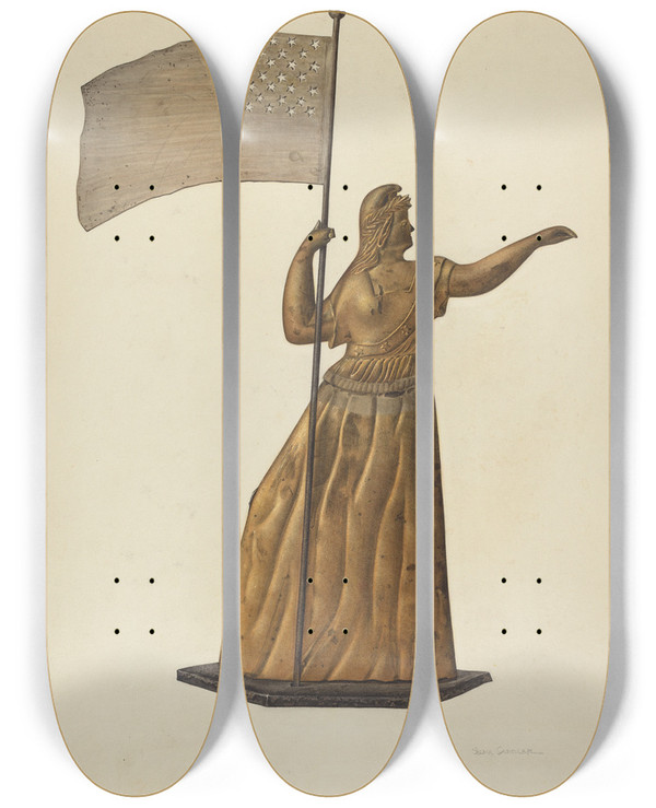 Triptych art skateboard deck of Selma Sandler Weather Vane_1 by Selma Sandler