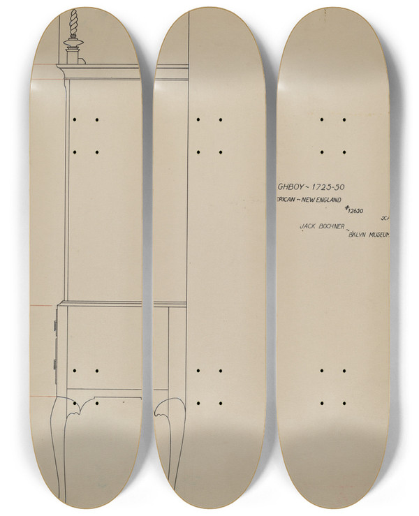 Triptych art skateboard deck of Jack Bochner Highboy by Jack Bochner