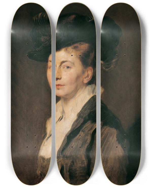Triptych art skateboard deck of Hans Canon Damenbildnis_1 by Hans Canon (1829-1885)