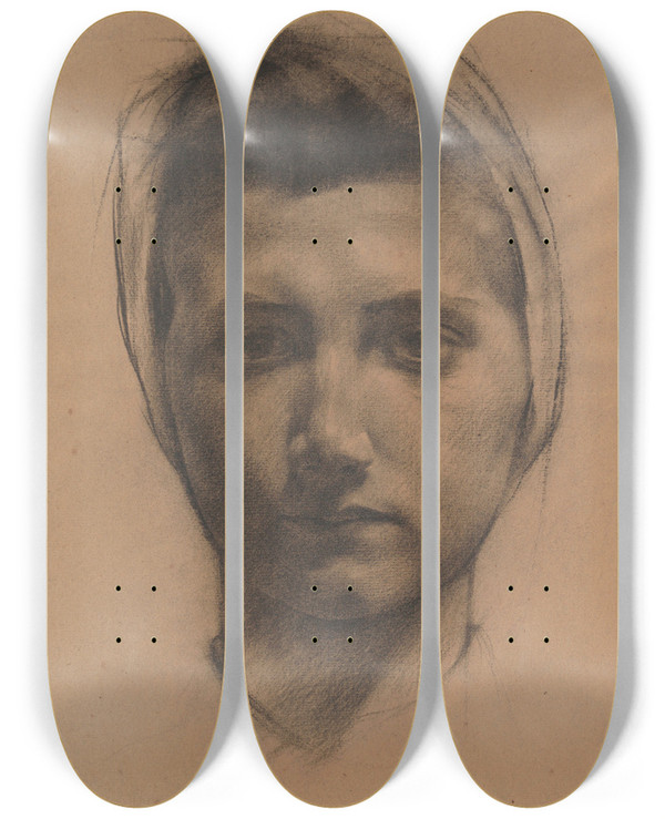 Triptych art skateboard deck of Pieter Rottie Gilberte Ghesquire by Pieter Rottie (1895-1946)