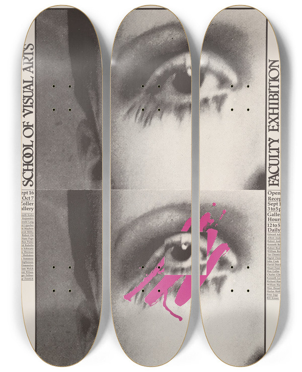 Triptych art skateboard deck of Lanny Sommese School Of Visual Arts Faculty Exhibition by Lanny Sommese (1943)