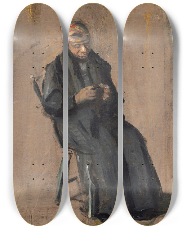 Triptych art skateboard deck of Thomas Eakins The Chaperone by Thomas Eakins (1844-1916)