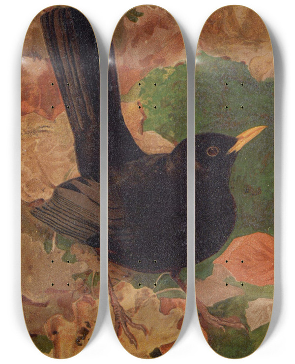 Triptych art skateboard deck of Lopaul Robert Merle Noir by Leo Paul Robert (1851-1923)