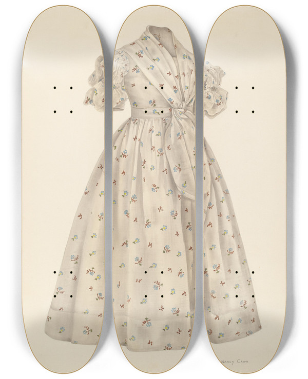 Triptych art skateboard deck of Nancy Crimi Girls Dress_1 by Nancy Crimi (20-)