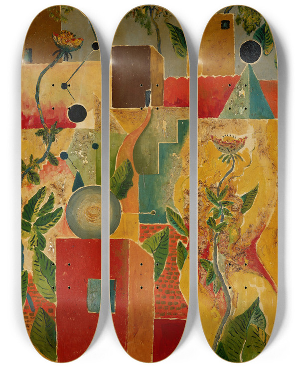 Triptych art skateboard deck of Paul Gaulois Untitled by Paul Gaulois (1904-1943)