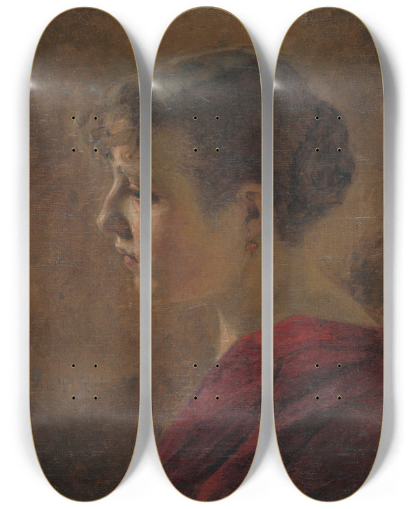 Triptych art skateboard deck of Jozef Hanula Podobize Eny by Jozef Hanula (1863-1944)