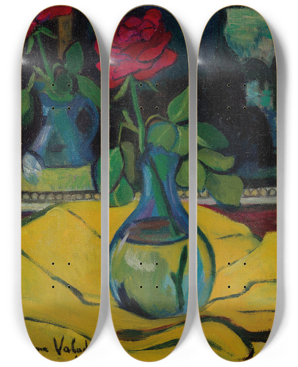 Triptych art skateboard deck of Suzanne Valadon La Rose Au Miroir by Suzanne Valadon (1865-1938)