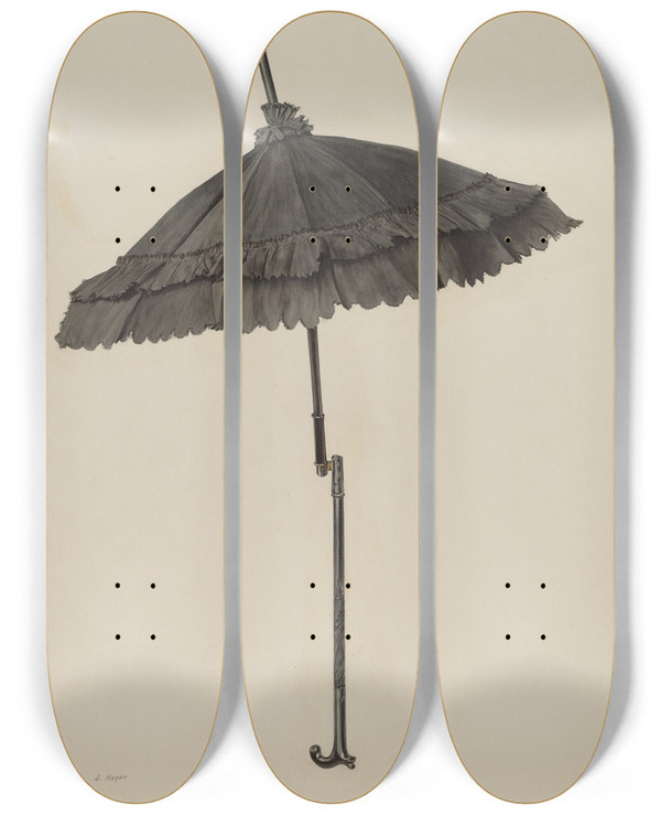 Triptych art skateboard deck of Lee Hager Sunshade by Lee Hager
