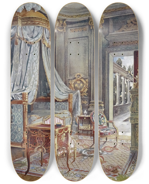 Triptych art skateboard deck of Edwin Foley Carved And Gilt Draped Domed Bed Lit A Couronne Style Louis Xvi by Edwin Foley (1859-1912)