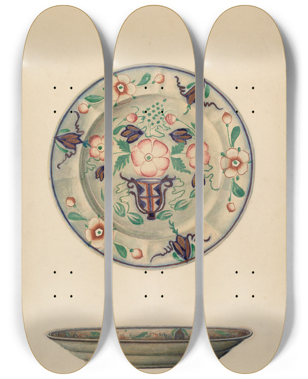 Triptych art skateboard deck of Byron Dingman Plate_2 by Byron Dingman