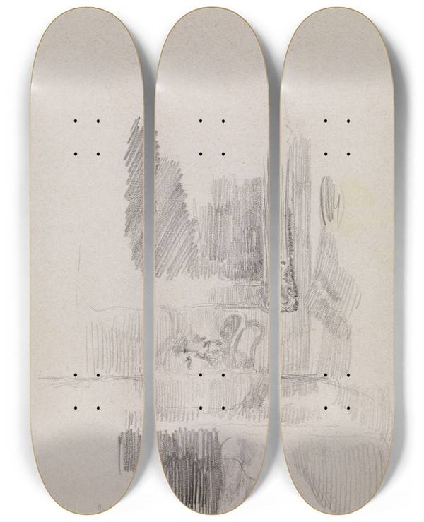 Triptych art skateboard deck of James Ensor Dressing Table With Washstand And Mirror by James Ensor (1860-1949)