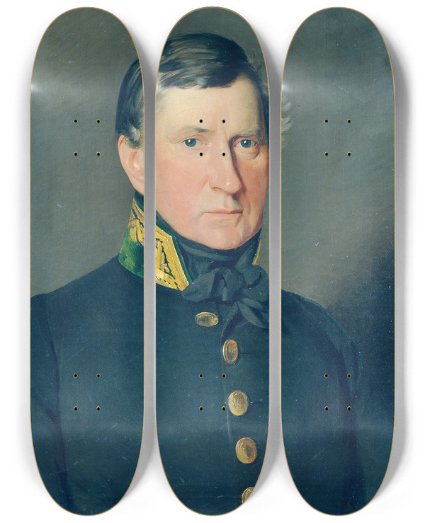 Triptych art skateboard deck of Josef Huttary Herrenbildnis by Josef Huttary (1842-1890)