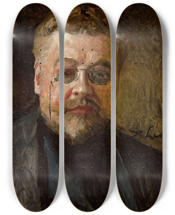 Triptych art skateboard deck of Stanisaw Lentz Portrait Of Henryk Pitkowski by Stanislaw Lentz (1861-1920)