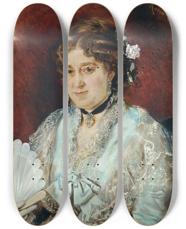 Triptych art skateboard deck of Anton Romako Babette Tapecierer by Anton Romako (1832-1889)
