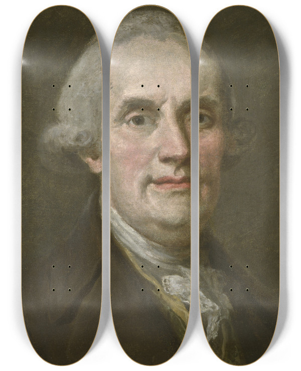 Triptych art skateboard deck of Lorens Pasch The Younger Selfportrait by Lorens Pasch the Younger (1733-1805)