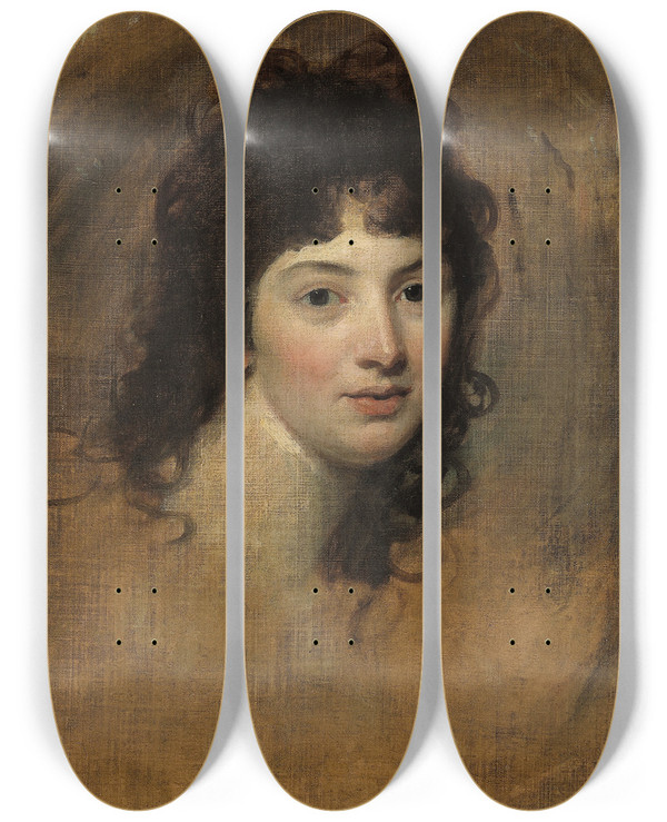 Triptych art skateboard deck of George Romney Portrait Of A Woman by George Romney (1734-1802)