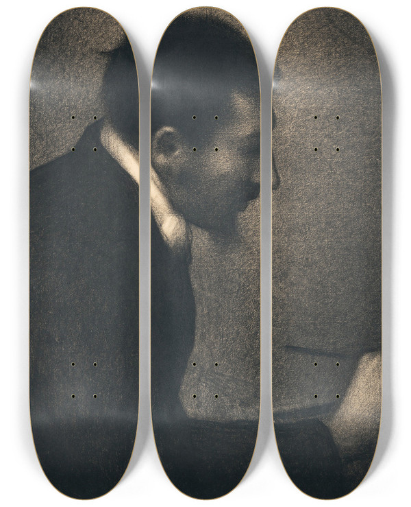 Triptych art skateboard deck of Georges Seurat Portrait Of Edmond Franois Amanjean by Georges Seurat (1859-1891)