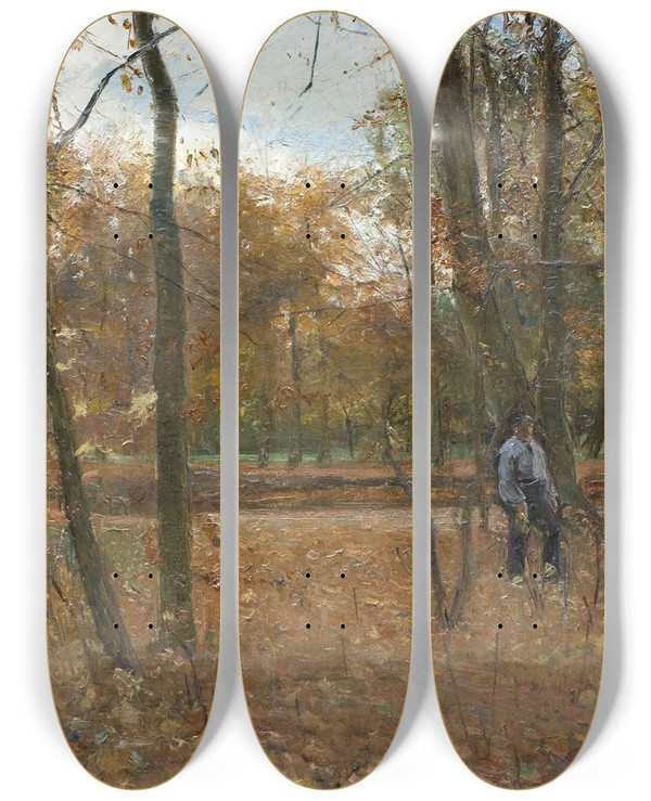 Triptych art skateboard deck of Albert Gottschalk Efterr I Sndermarken by Albert Gottschalk (1866-1906)