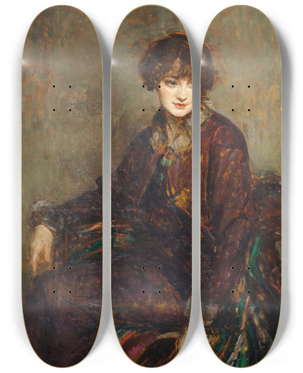 Triptych art skateboard deck of Jacquesmile Blanche Princesse Jean De Brogliedepuis Honorable Mrs Daisy Fellowes by Jacques-mile Blanche (1861-1942)