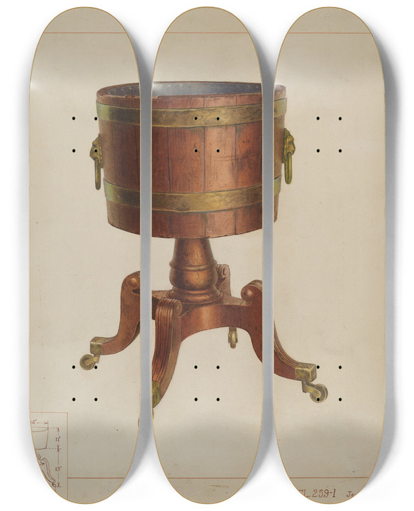 Triptych art skateboard deck of James M Lawson Wine Cooler by James M Lawson