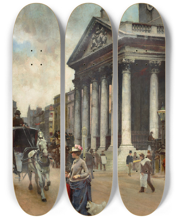 Triptych art skateboard deck of William Logsdail St Martininthefields by William Logsdail (1859-1944)