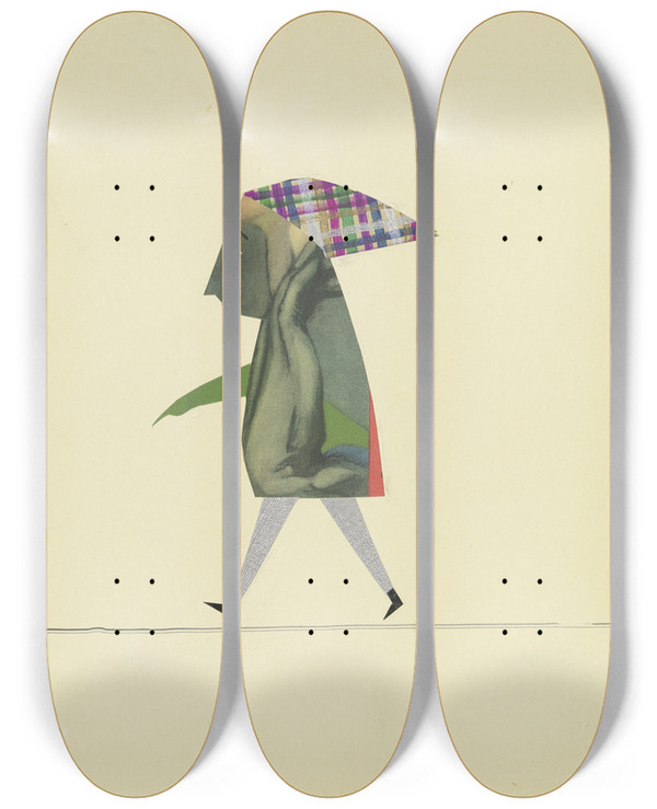 Triptych art skateboard deck of John Elsas Untitled_3 by John Elsas (1851-1935)